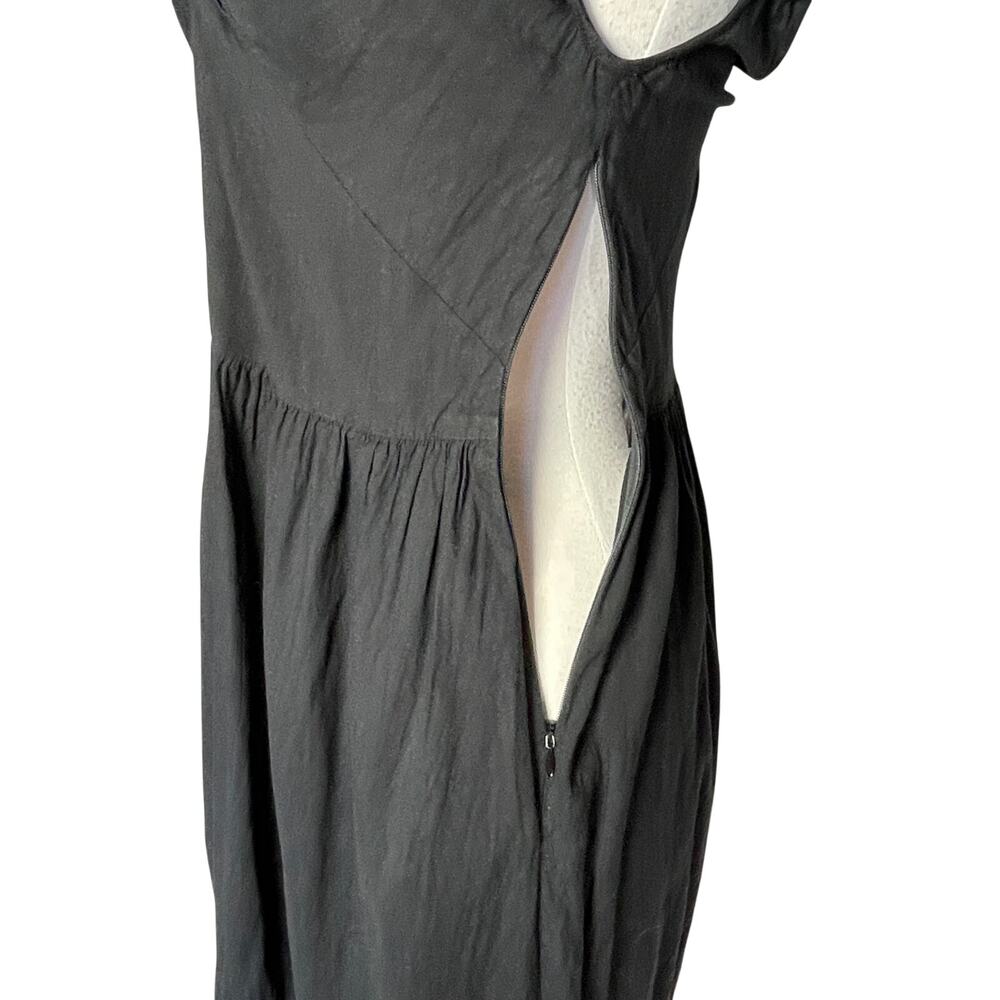 VINCE Black Linen Blend Twist Front Off the Shoulder Midi Dress size 4 - Picture 8 of 10